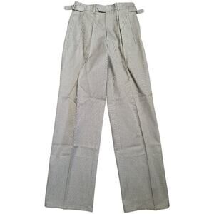 Vntg Georges Marciano Tan Gray Mini Houndstooth Pleated Paperbag Pants Men's 30